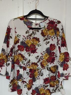 White Tiered Floral Blouse